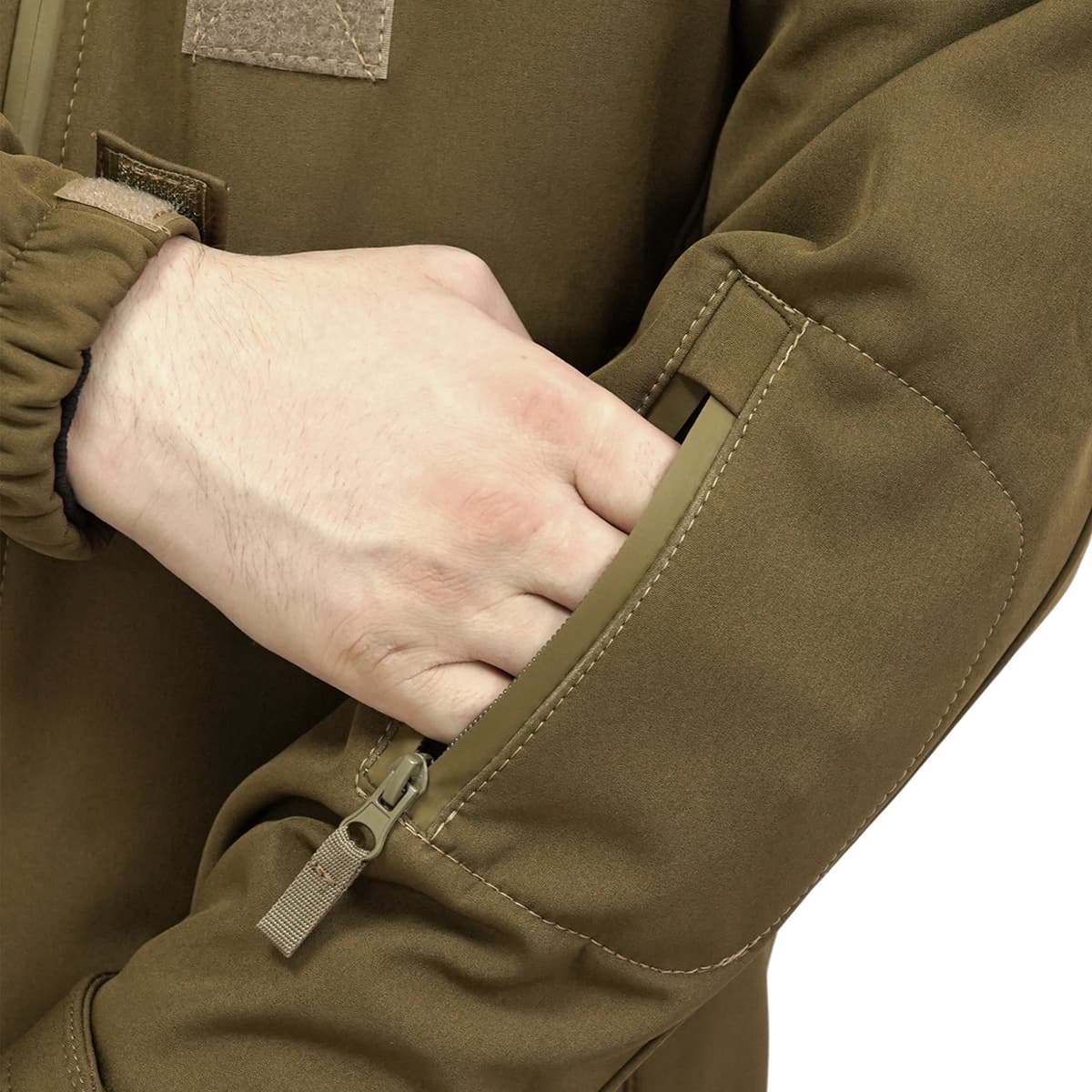 Куртка Windproof Softshell вітрозахисна (койот), водостійка, фліс 320 г/м² — фото 5