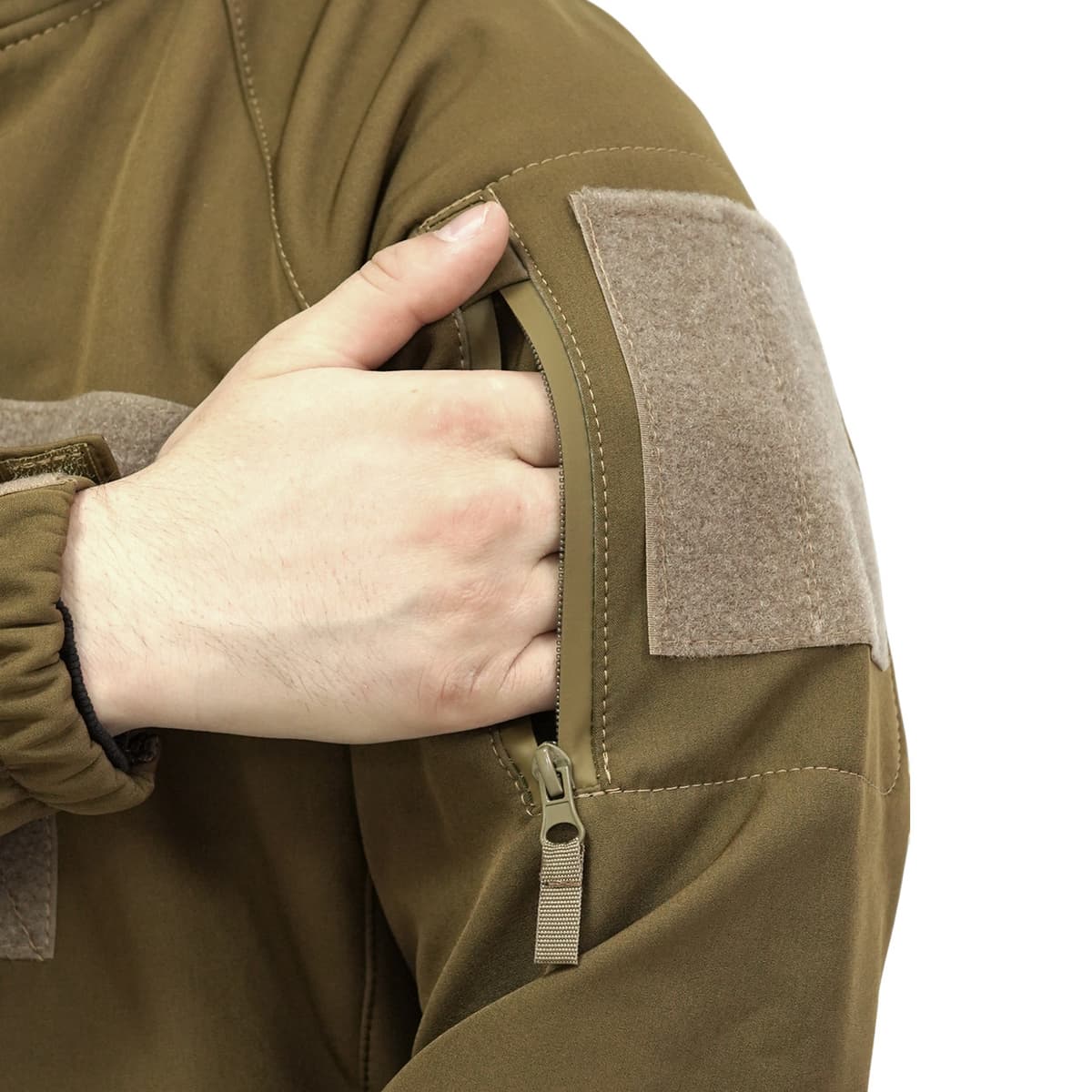 Куртка Windproof Softshell вітрозахисна (койот), водостійка, фліс 320 г/м² — фото 6
