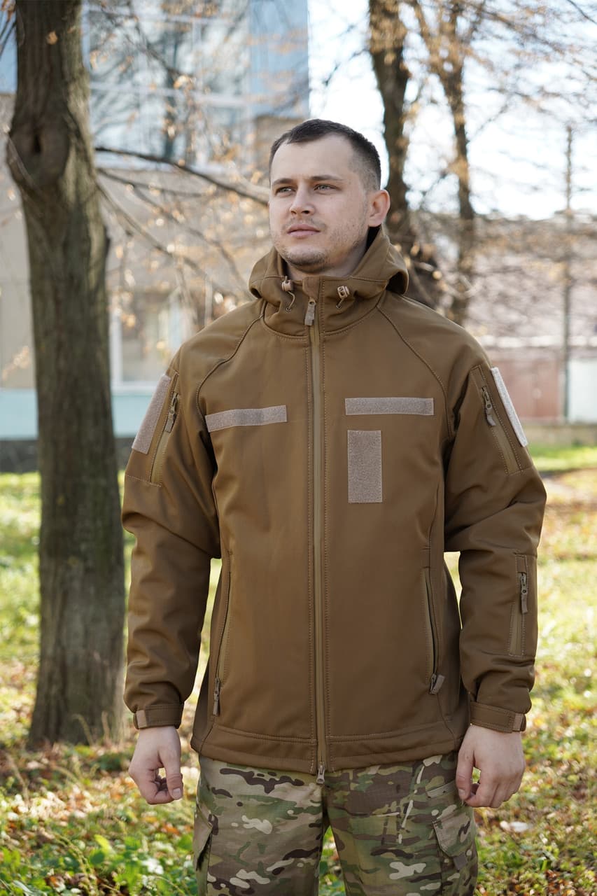 Куртка Windproof Softshell вітрозахисна (койот), водостійка, фліс 320 г/м² — фото 7