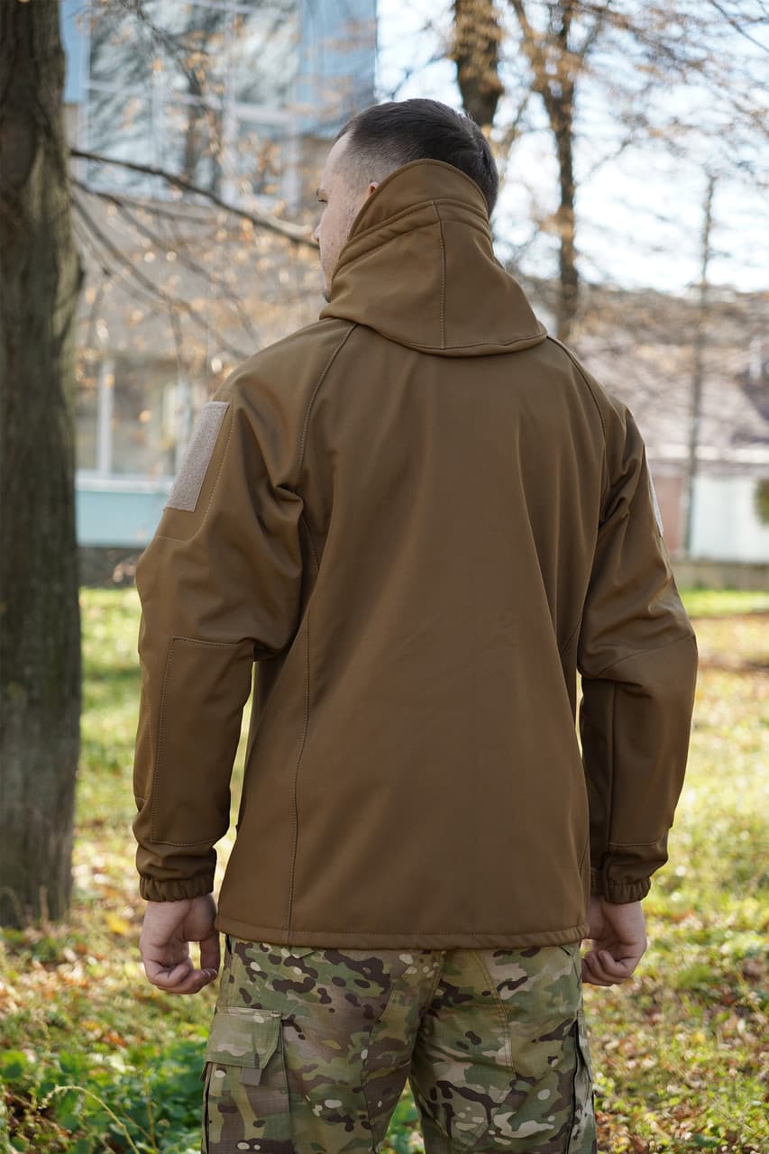 Куртка Windproof Softshell вітрозахисна (койот), водостійка, фліс 320 г/м² — фото 8