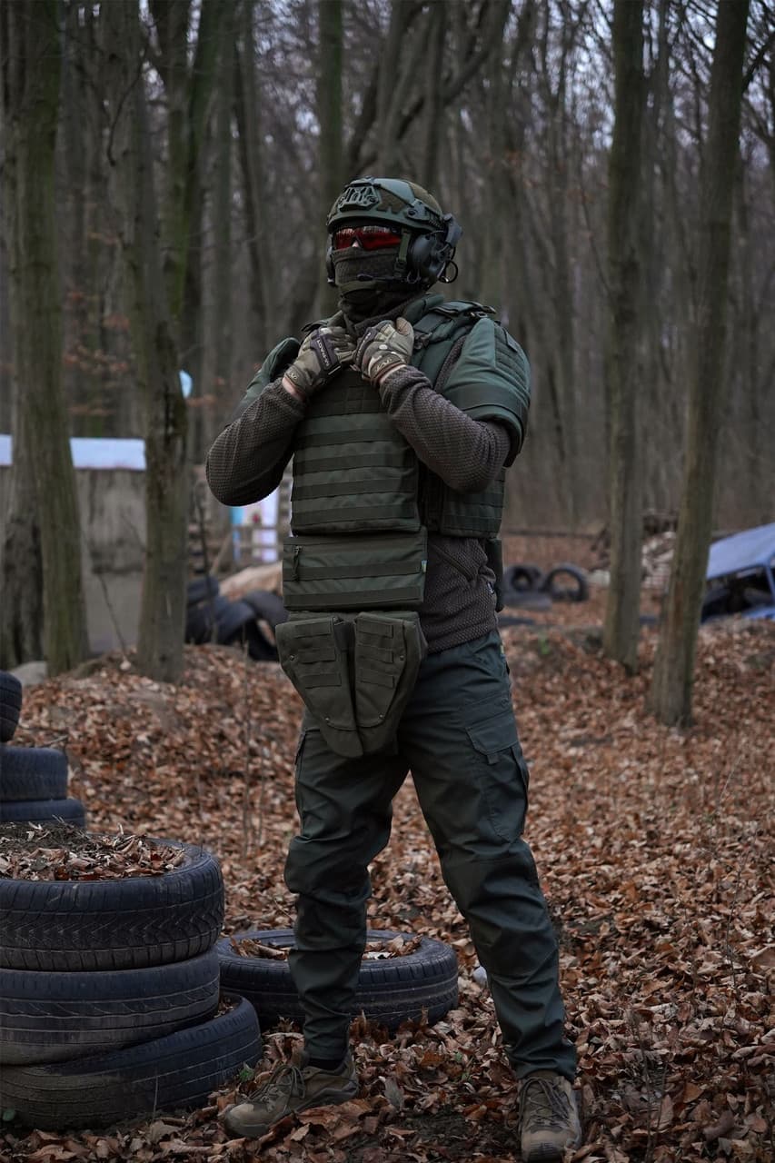 Захист паху (напашник) потрійний Kiborg з балістичним пакетом 1 клас захисту Militex Khaki — фото 7