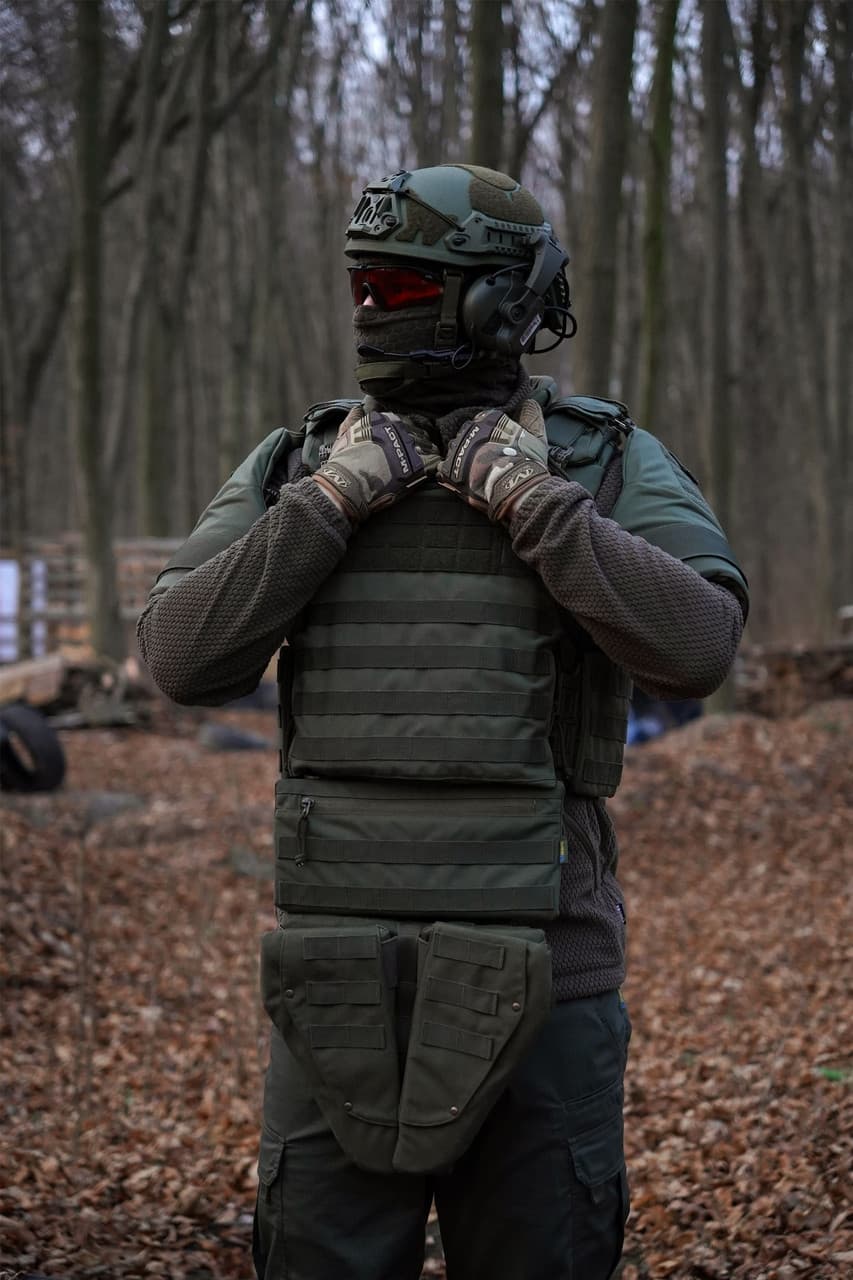 Потрійний захист паху/напашник Kiborg з балістичним захистом 2 клас Militex Хакі — фото 8