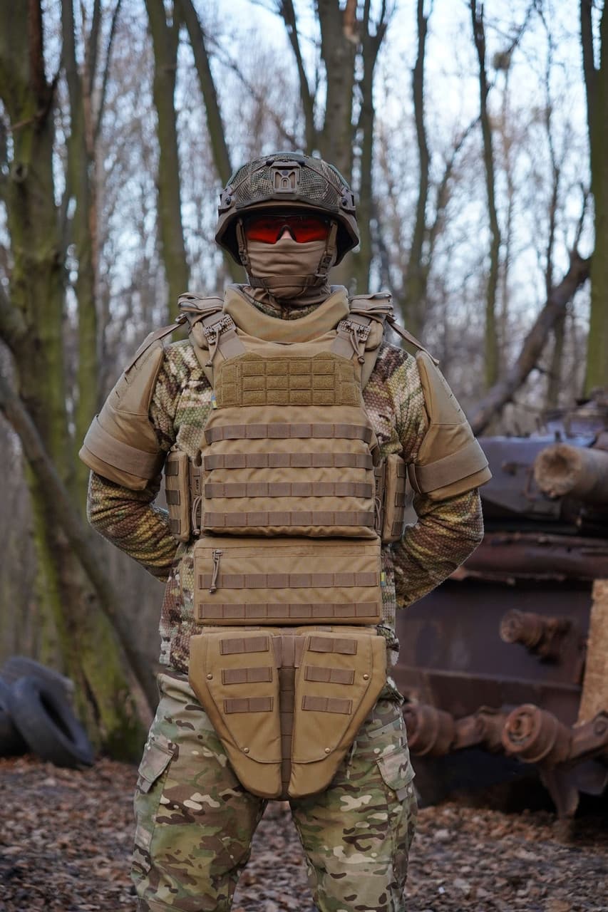Потрійний захист паху/напашник Kiborg з балістичним захистом 2 клас Militex Койот — фото 7