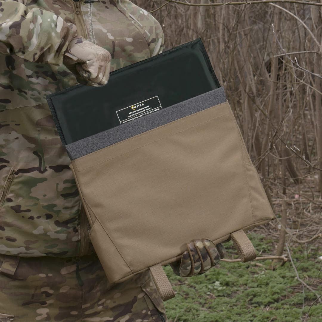 Каремат-сидушка Kiborg з балістичним пакетом 1 клас захисту Militex 20mm Cordura Coyote — фото 8