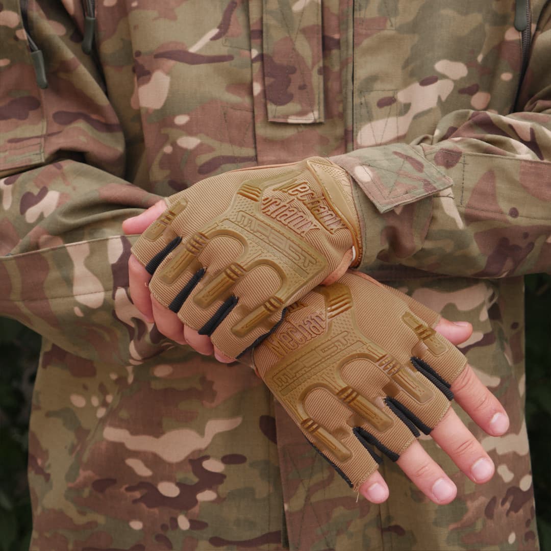 Безпалі Рукавиці койот з гумовим демпфером Mechanix — фото 6