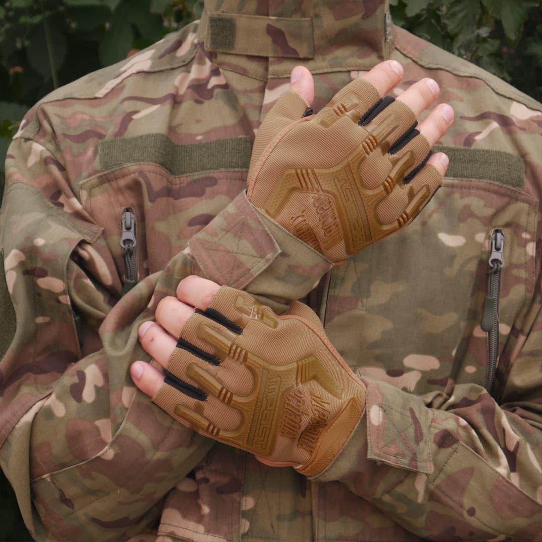 Безпалі Рукавиці койот з гумовим демпфером Mechanix — фото 7