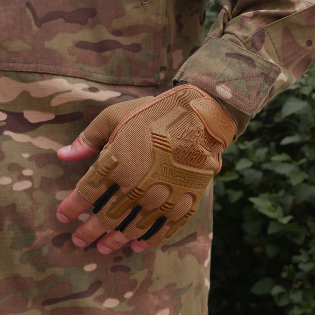 Безпалі Рукавиці койот з гумовим демпфером Mechanix — фото 8
