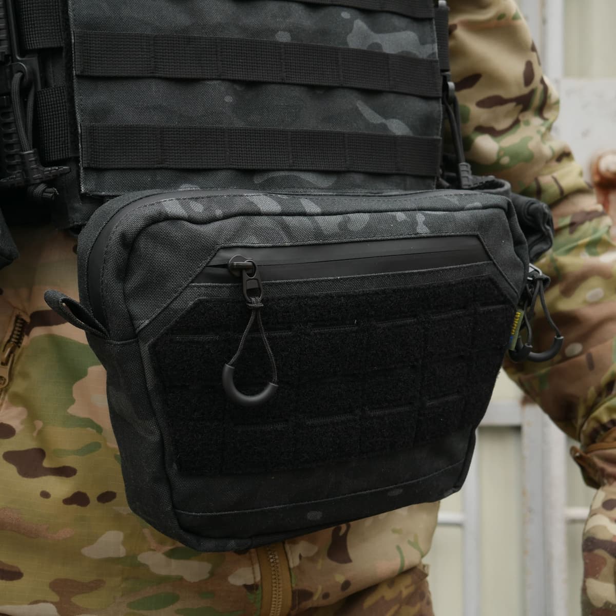 Сумка-напашник M Kiborg з балістичним пакетом 1 клас захисту Militex GU Сordura Black Multicam — фото 8