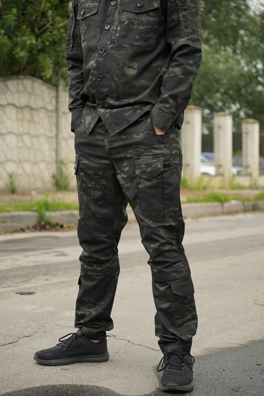 Тактичні штани UA Twill Black Multicam з посиленими колінами та 8 кишенями (XL) — фото 6