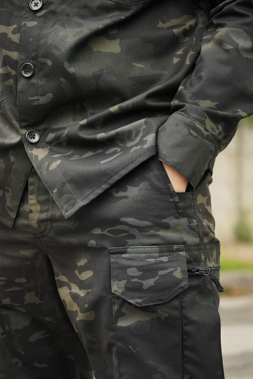 Тактичні штани UA Twill Black Multicam з посиленими колінами та 8 кишенями (3XL) — фото 8