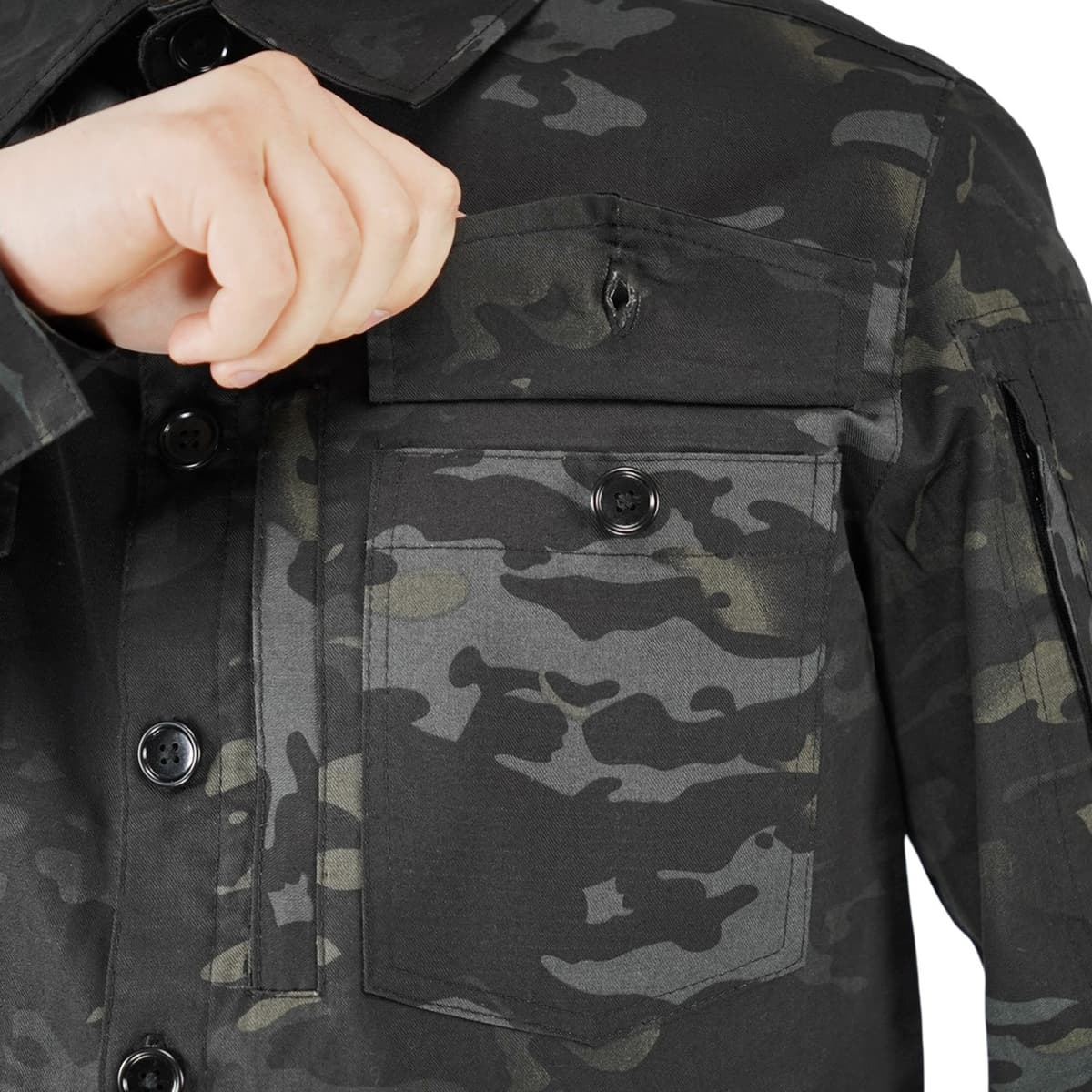 Сорочка тактична Operator 5 Twill чорний мультикам на ґудзиках — фото 4