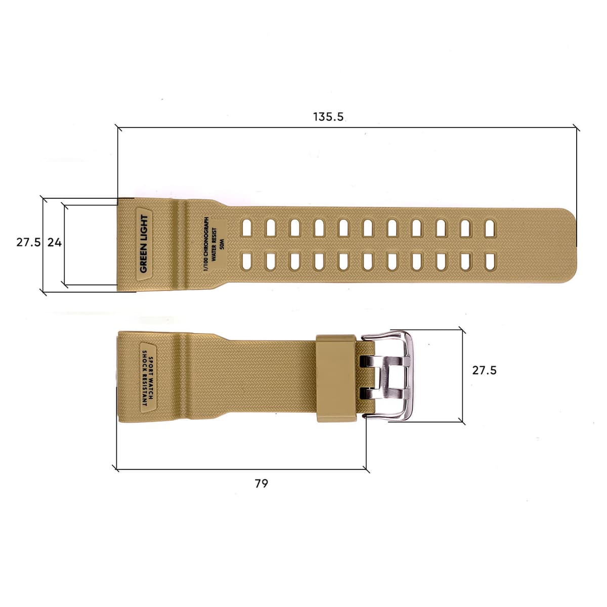 Ремінець для годинника Skmei 1283/1277/1384KH Khaki — фото 3