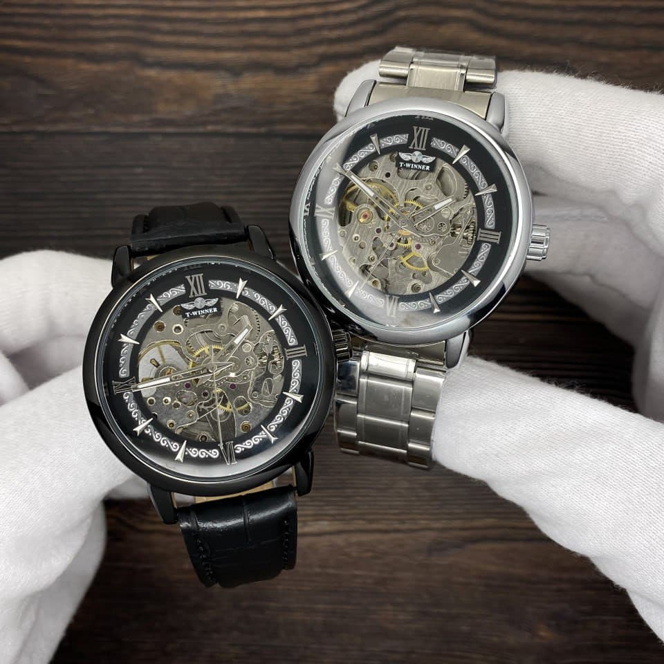 Forsining 8173 All Black-Silver Leather — фото 4