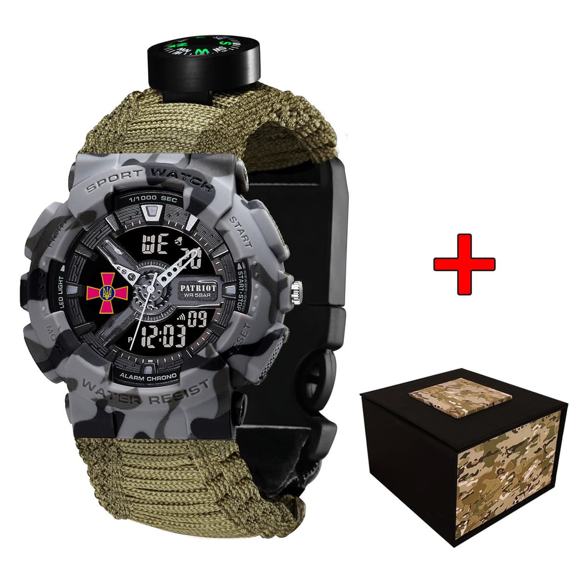 Patriot 005CMGYSU ЗСУ Сірий камуфляж Паракордовий ремінець Army Green + Коробка