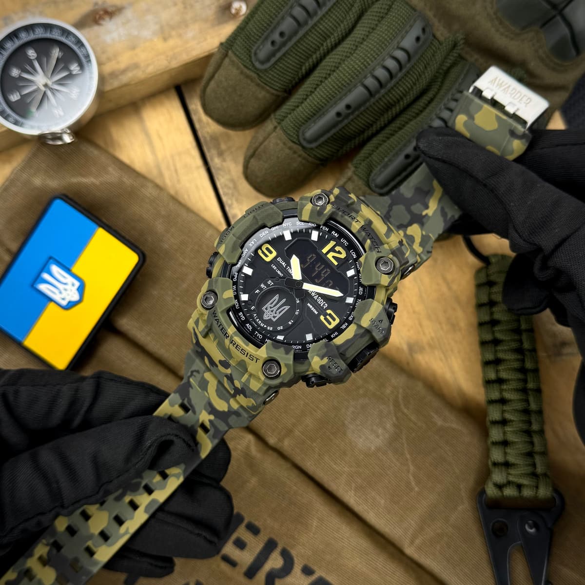 Awarder 004 Тризуб срібло Camo Green — фото 2