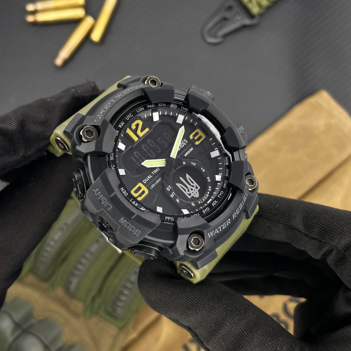 Awarder 004 Тризуб срібло  Army Green-Black — фото 5