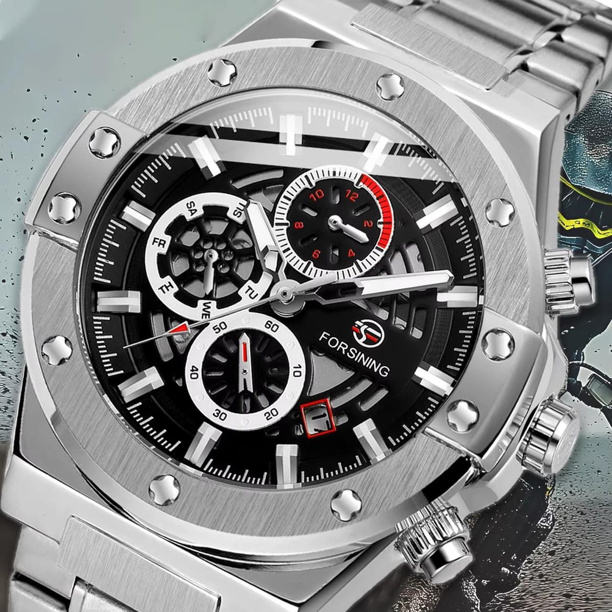Forsining 6914 Silver-Black Steel — фото 2