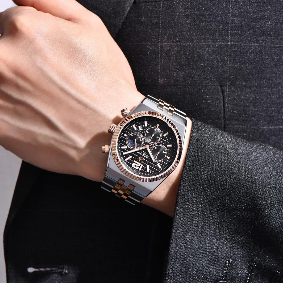Benyar BY-5225 Silver-Rose Gold-Black — фото 2
